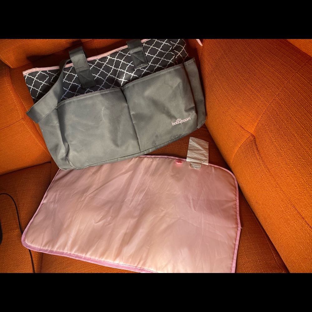 Pink, gray, and white baby bag (girls)